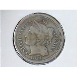 1874 THREE CENT PIECE (NICKEL)