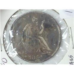 1854-O SEATED LIBERTY HALF DOLLAR (VF, CORRODED)