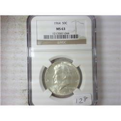 1964 KENNEDY HALF DOLLAR NGC MS63