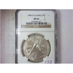 1988-D OLYMPICS SILVER DOLLAR NGC MS69