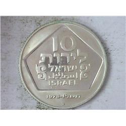 1975 ISRAEL 10 LIROT (SILVER) REEDED EDGE PF