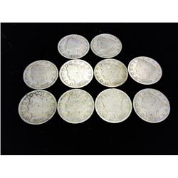 10 ASSORTED LIBERTY "V" NICKELS