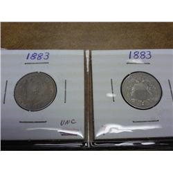 1883 SHIELD NICKEL & 1883 LIBERTY "V" NICKEL UNCS