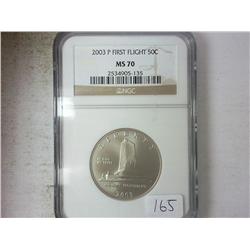 2003-P 1ST FLIGHT HALF DOLLAR NGC MS70