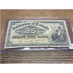 1900 CANADA 25 CENT FRACTIONAL CURRENCY