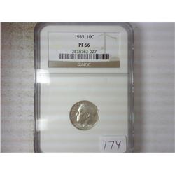 1955 ROOSEVELT DIME NGC PF66