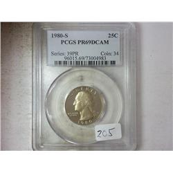 1980-S WASHINGTON QUARTER PCGS PR69DCAM