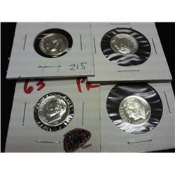 1961-64 SILVER ROOSEVELT DIMES PROOF 4 COINS