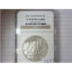 2007-P JAMESTOWN SILVER DOLLAR NGC PF69 ULTRA CAM