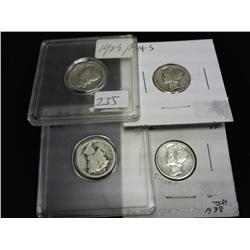 1923, 24-S, 25 & 26 MERCURY DIMES 4 COINS