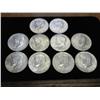 Image 1 : 10 ASSORTED 40% SILVER KENNEDY HALF DOLLARS
