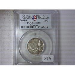 2008-P ARIZONA QUARTER PCGS MS68 SATIN FINISH
