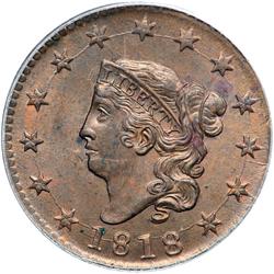 1818 N-10 R1 PCGS graded MS64 Brown.