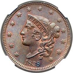 1838 N-2 R1 NGC graded MS64 Red & Brown.