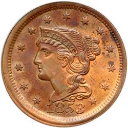 1853 Coronet Head 1C