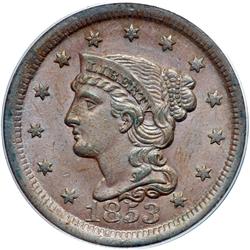 1853 N-15 R2 Repunched 5 PCGS graded MS63 Brown.