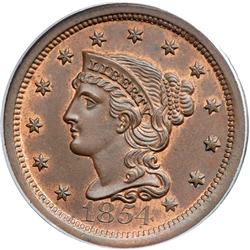 1854 N-26 R3 PCGS graded MS65 Red & Brown.