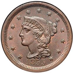 1855 N-4 R1 Upright 55 NGC graded MS65 Red & Brown.