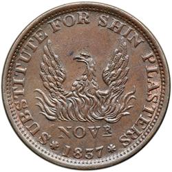 1837 Hard Times Token Low-67 Rulau HT-48 R1 MS60.