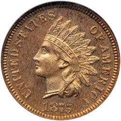 1875 Indian Head 1C NGC PF65 RD