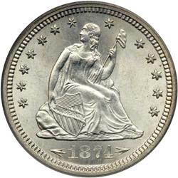 1874-S Liberty Seated 25C. Arrows