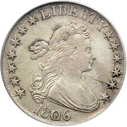 1806 Bust 50C. Pointed 6, No Stem