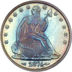 1874 Liberty Seated 50C. Arrows