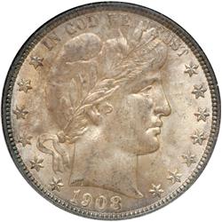 1908-O Barber 50C NGC MS65