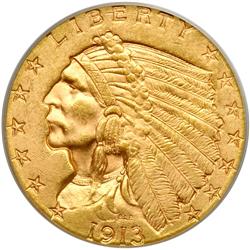 1913 $2.50 Indian PCGS MS63