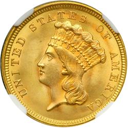 1854 $3 Gold NGC MS66