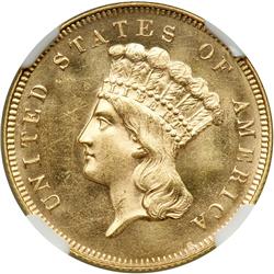 1866 $3 Gold NGC MS65