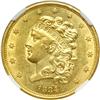 Image 1 : 1834 $5 Classic Head. Plain 4 NGC AU58