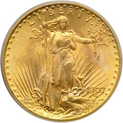 1907 $20 St. Gaudens. Flat Relief
