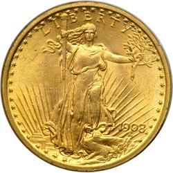 1908 $20 St. Gaudens. No Motto PCGS MS64