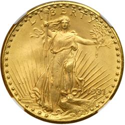 1931 $20 St. Gaudens NGC MS66