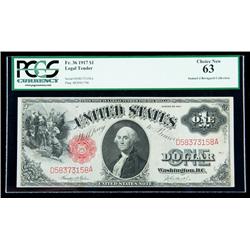 1917, $1 United States Note. PCGS Choice New 63