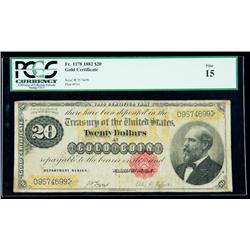 1882, $20 Gold Certificate. PCGS Fine 15