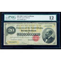 1882, $20 Gold Certificate. PMG Fine 12