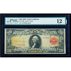 1905, $20 Gold Certificate. PMG Fine 12
