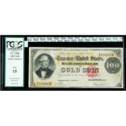 1882, $100 Gold Certificate. PCGS Fine 15