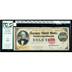 1922, $100 Gold Certificate. PCGS Fine 12