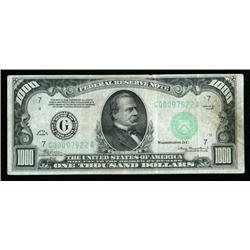 1934, $1000 Federal Reserve Note. VF