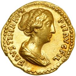 Faustina Junior, wife of Marcus Aurelius, AD 161-180. Gold Aureus (7.26 g) minted by Antoninus Pius,