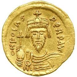 Phocas, 602-610. Gold Solidus (4.46 g) minted at Constantinople. EF