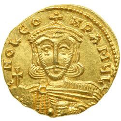 Leo III (and Constantine V), AD 720-741. Gold Solidus (3.95 g) minted in Italy, perhaps Syracuse. MS