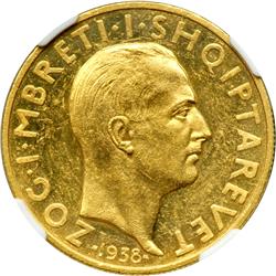Albania. Prova 50 Franga Ari, 1938-R. NGC AU