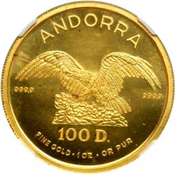 Andorra. 100 Diners, 1989. NGC UNC