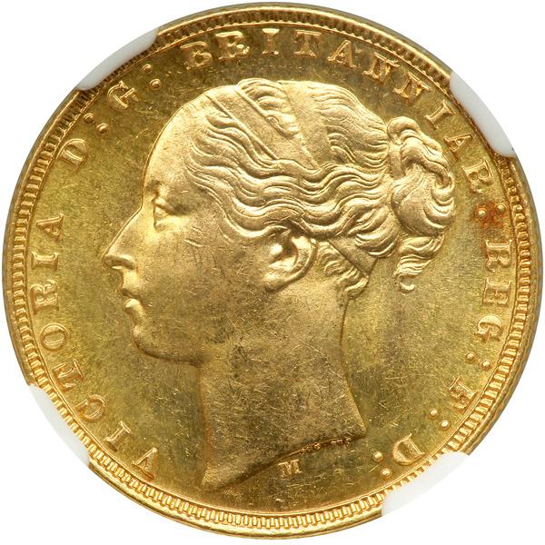 Australia. Sovereign, 1877-M. NGC MS62