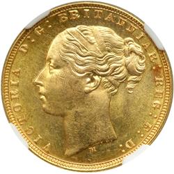 Australia. Sovereign, 1877-M. NGC MS62