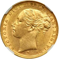 Australia. Sovereign, 1881-M. NGC AU58